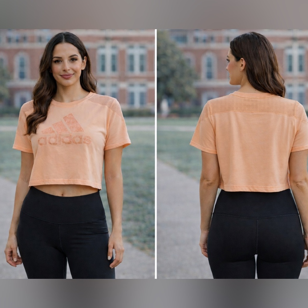 Adidas Women's Soft Peach Mesh Crop Top